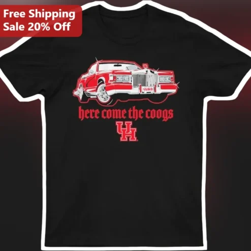 Here Come The Coogs Vintage Lowrider Car Graphic Tee UH Cougars Fan Apparel