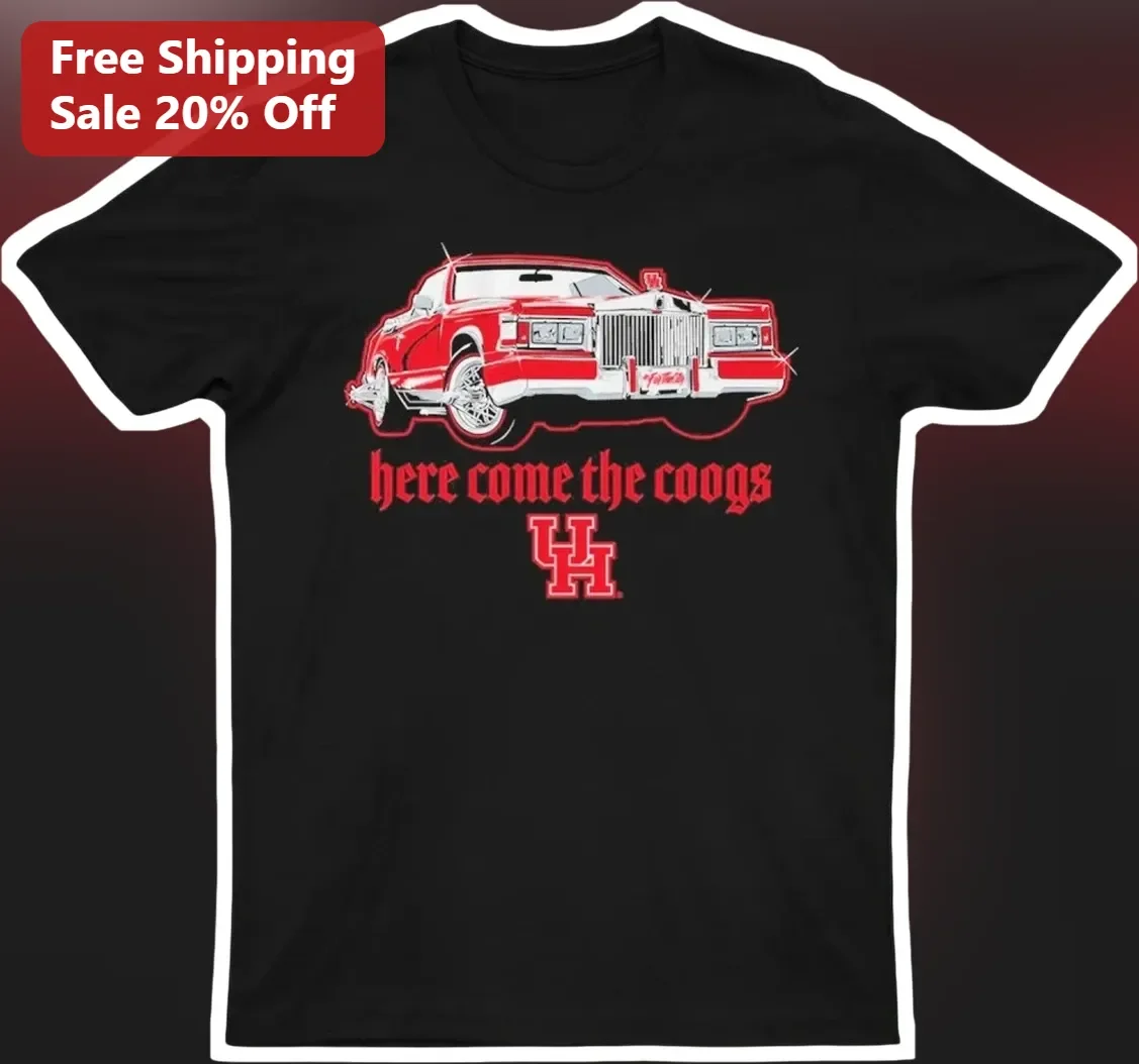 Here Come The Coogs Vintage Lowrider Car Graphic Tee UH Cougars Fan Apparel