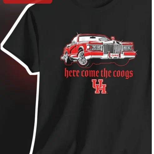 Here Come The Coogs Vintage Lowrider Car Graphic Tee University of Houston Cougars Fan Shirt