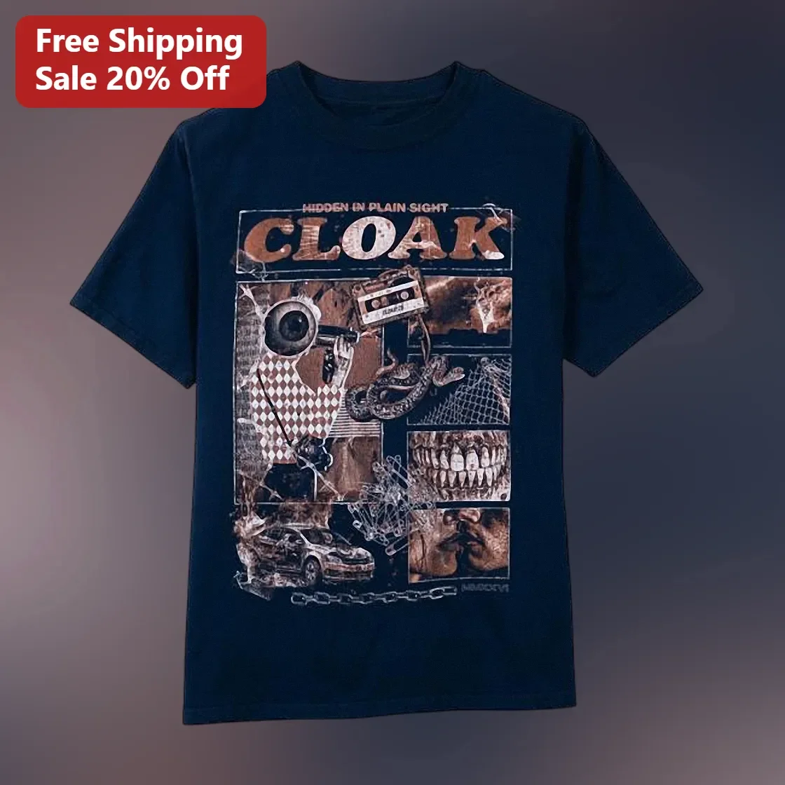 Hidden In Plain Sight Cloak Grunge Collage Art Tee Surreal Dark Aesthetic Shirt