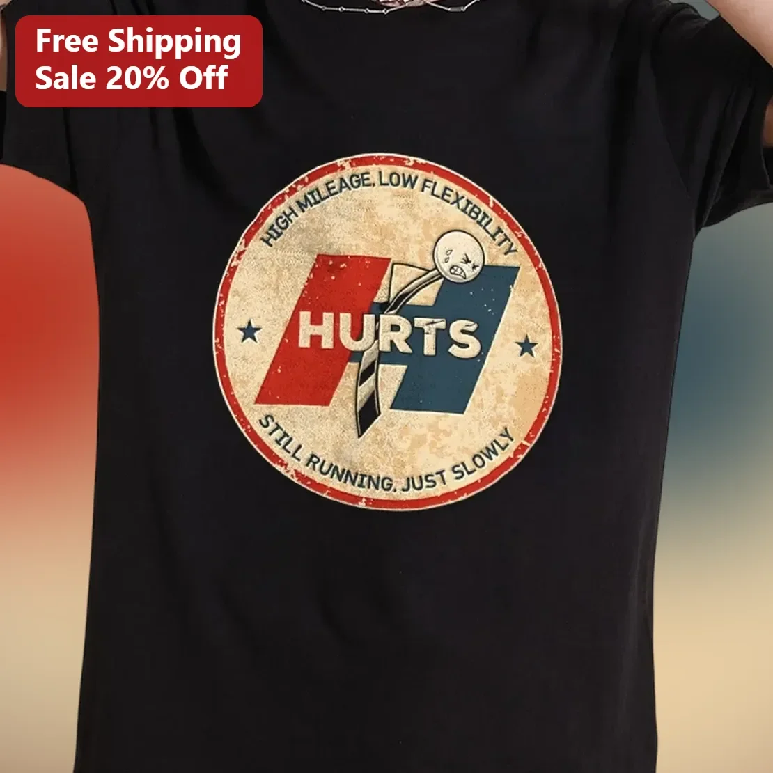 High Mileage Low Flexibility Still Running Just Slowly Vintage Runner Humor Graphic Tee