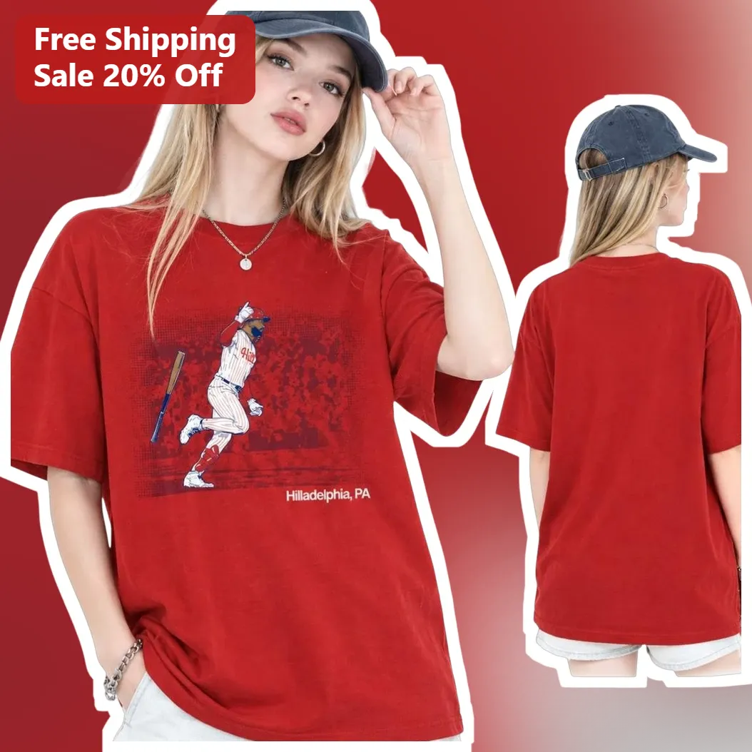 Hilladelphia PA Tee Vintage Baseball Player Graphic Shirt for Sports Fans and Locals