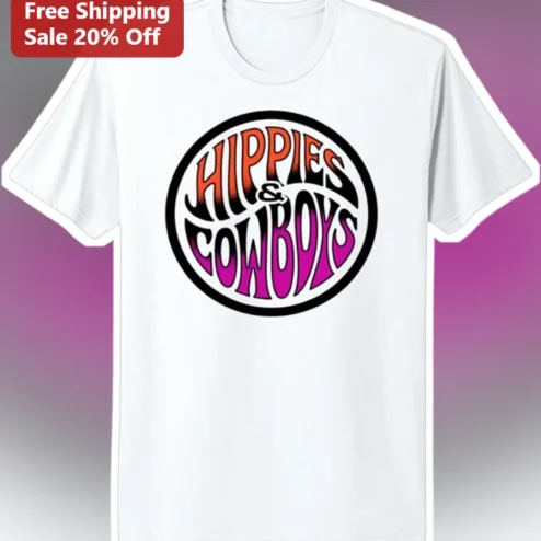 Hippies Cowboys Retro Western Graphic Tee Unisex Cotton T-Shirt