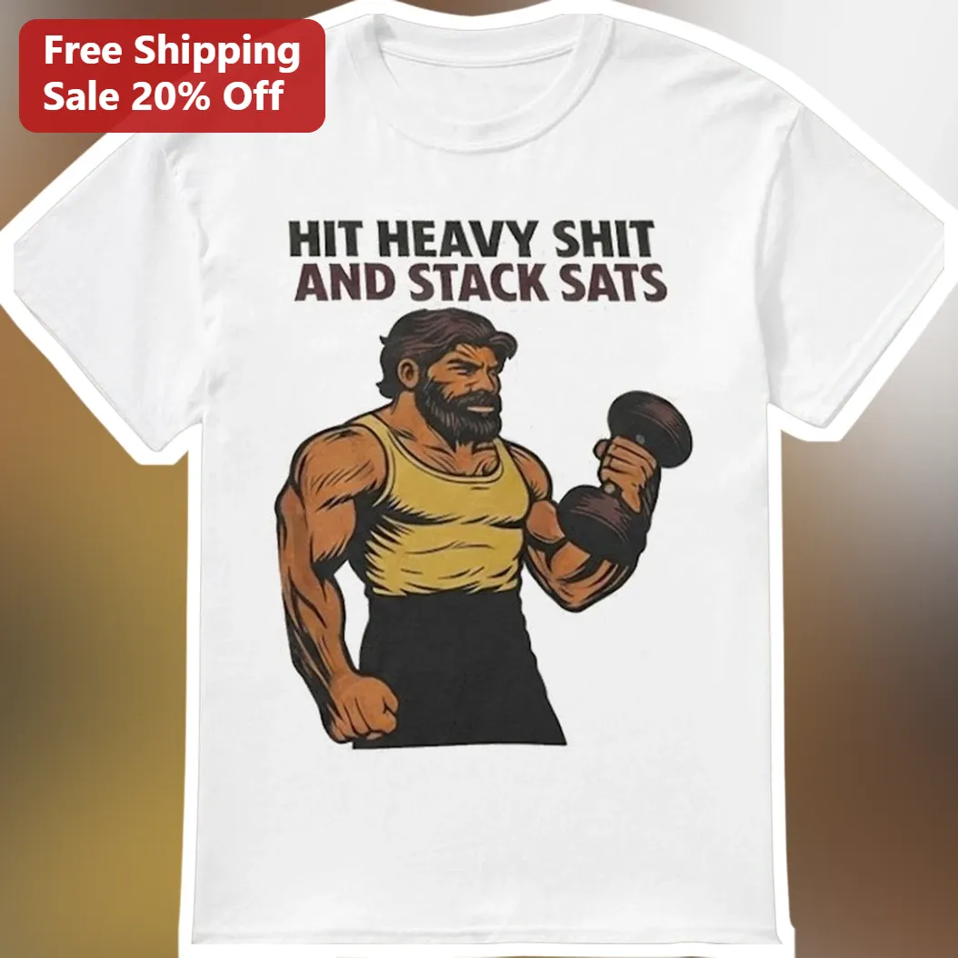 Hit Heavy Shit And Stack Sats Vintage Bodybuilding Graphic Tee For Powerlifters