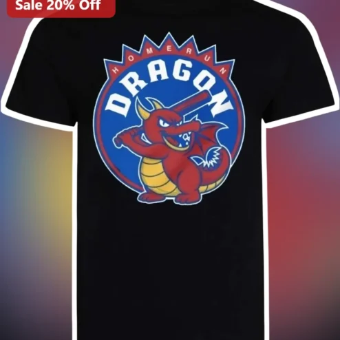 Homerun Dragon Tee Baseball Fan Gift Retro Mascot Cartoon Shirt
