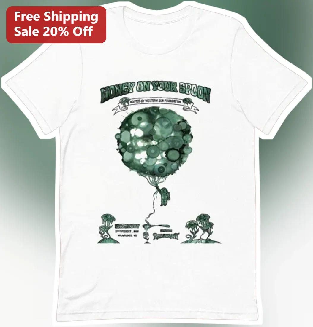 Honey On Your Spoon Tee Whimsical Hot Air Balloon Graphic Shirt Gift for Foodies