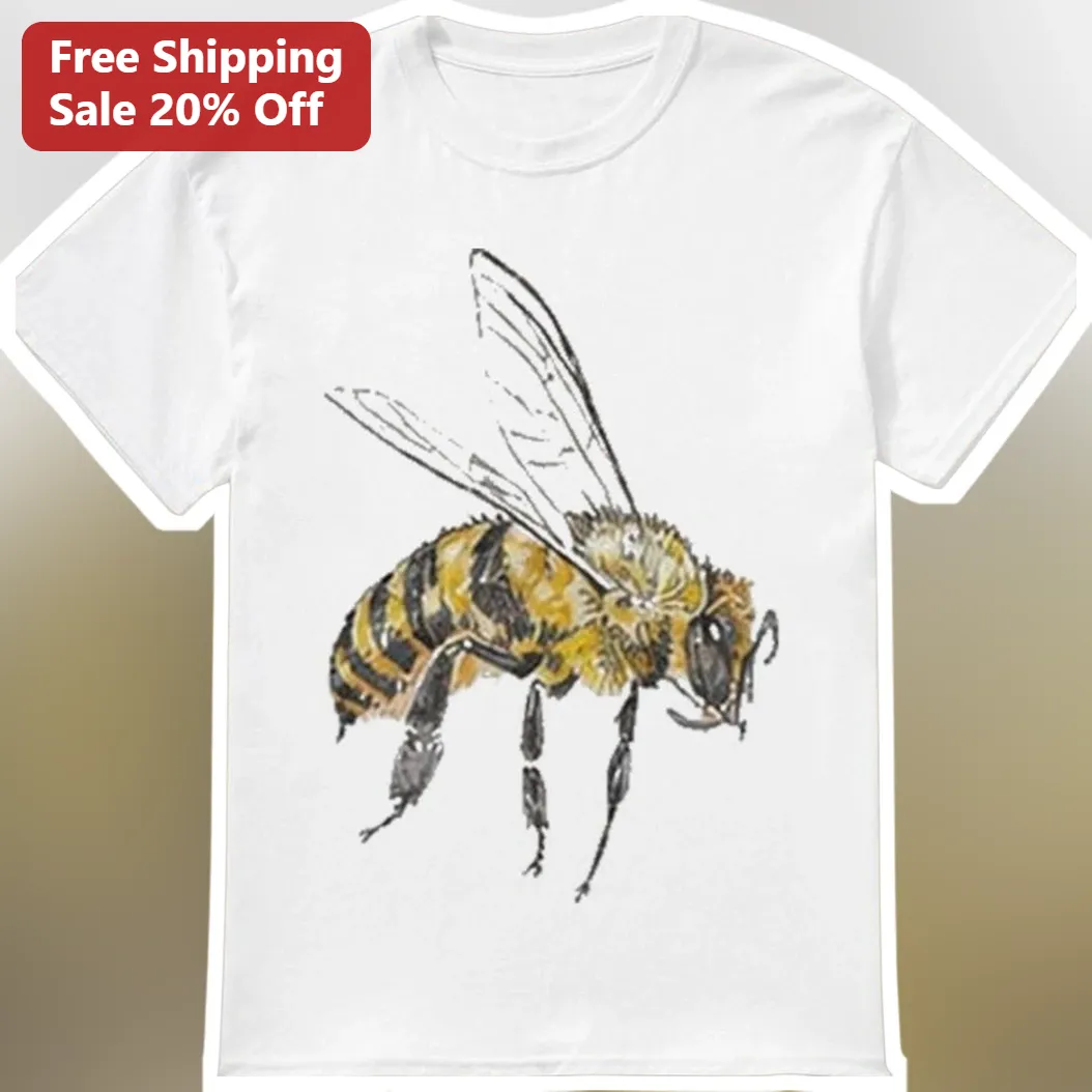 Honeybee Watercolor Graphic Tee Realistic Pollinator Art Shirt for Beekeepers Gardeners Nature Lovers