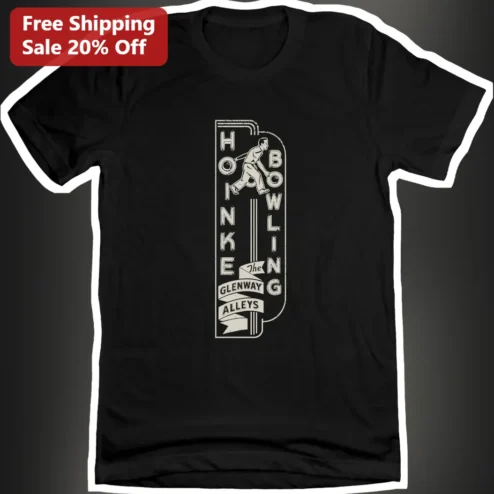 HONKE BOWLING Retro Vintage Graphic Tee Funny Bowler Gift for League Members