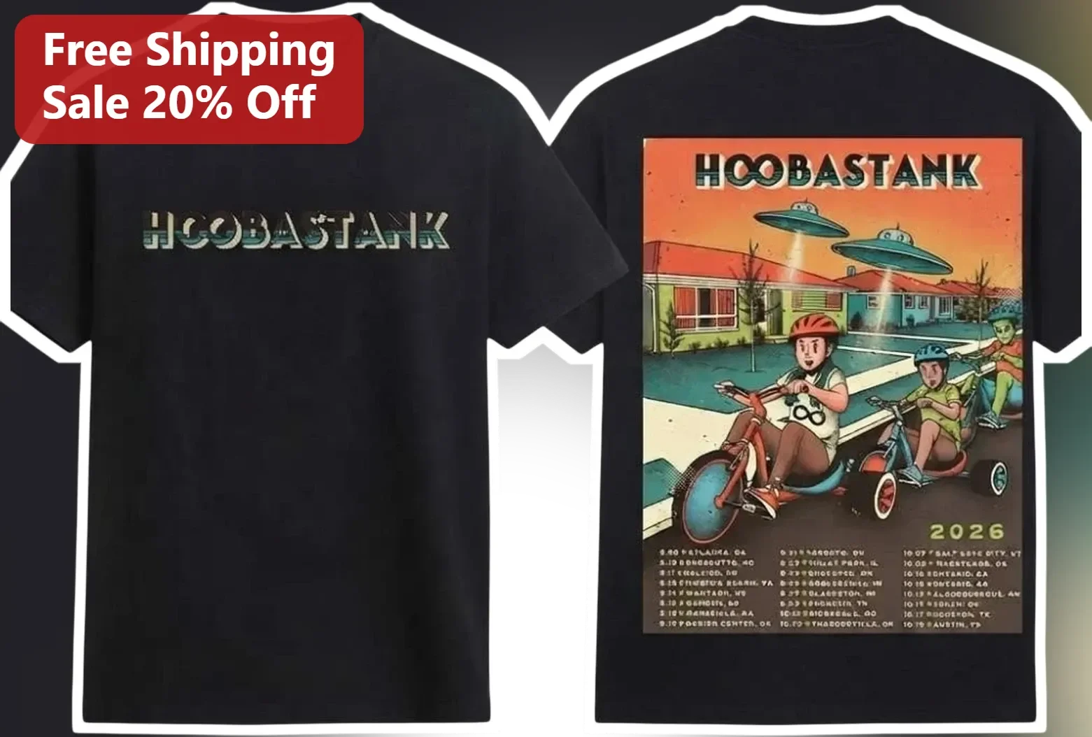 Hoobastank The Reason Alien Abduction Graphic Tee Vintage Rock Band Merch Shirt