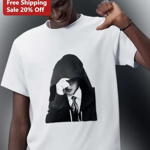 Hoodie Face Cover Graphic Tee Streetwear Grunge Dark Aesthetic Shirt for Men Women