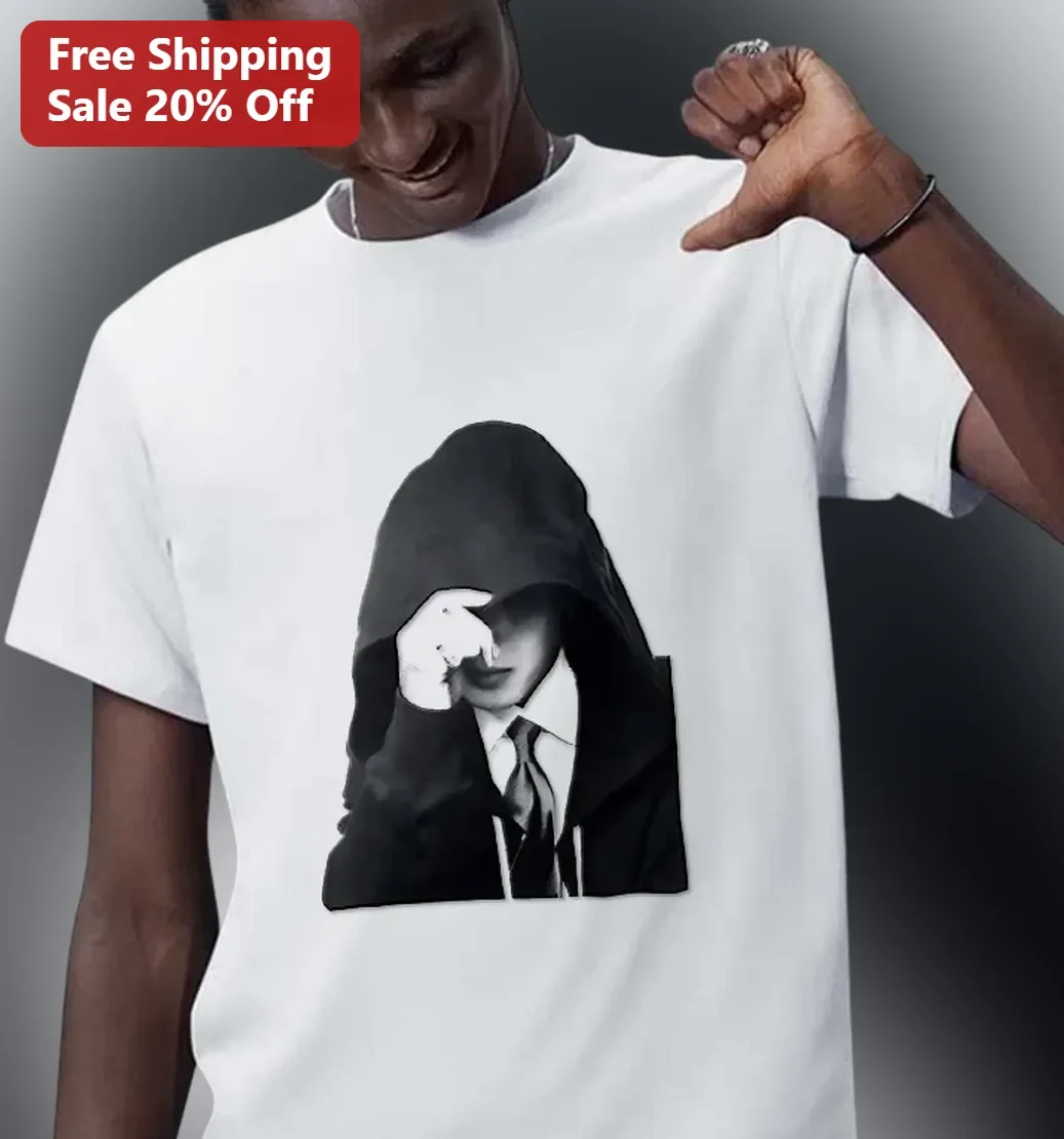 Hoodie Face Cover Graphic Tee Streetwear Grunge Dark Aesthetic Shirt for Men Women
