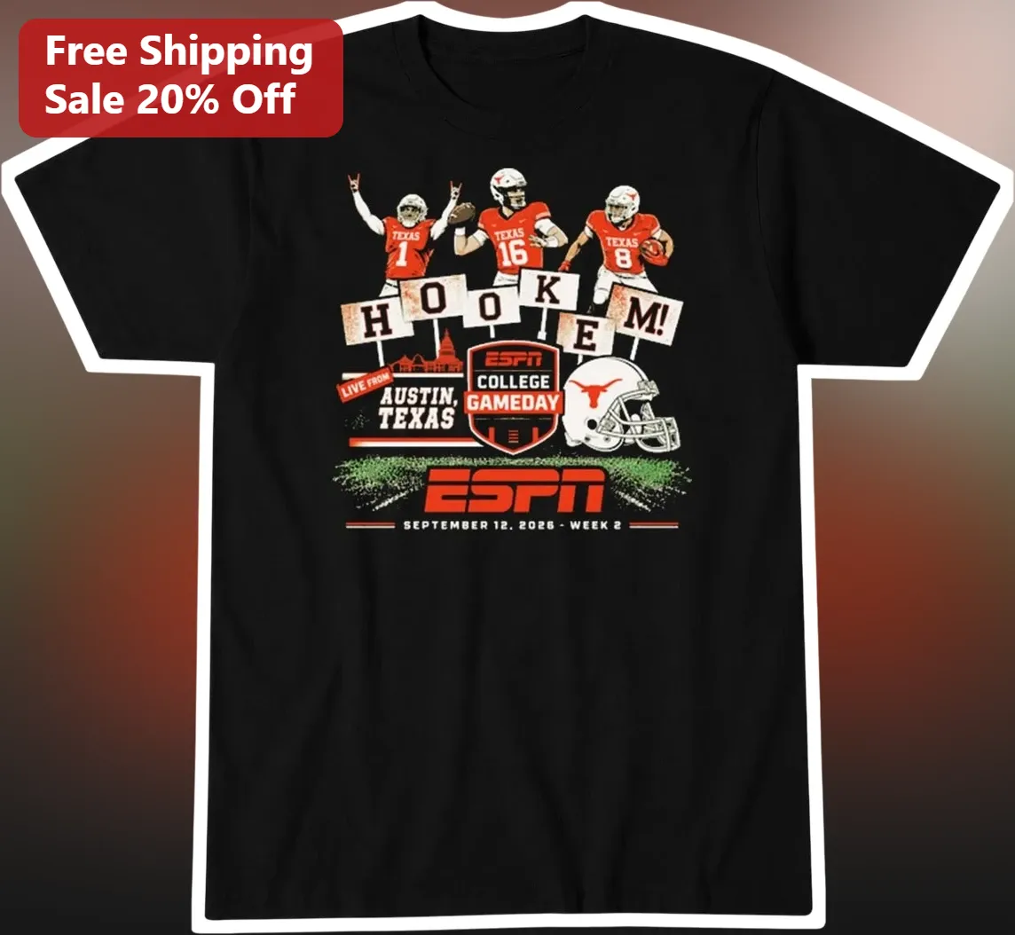 Hook 'em Horns Live From Austin Texas ESPN College Gameday Vintage Tee