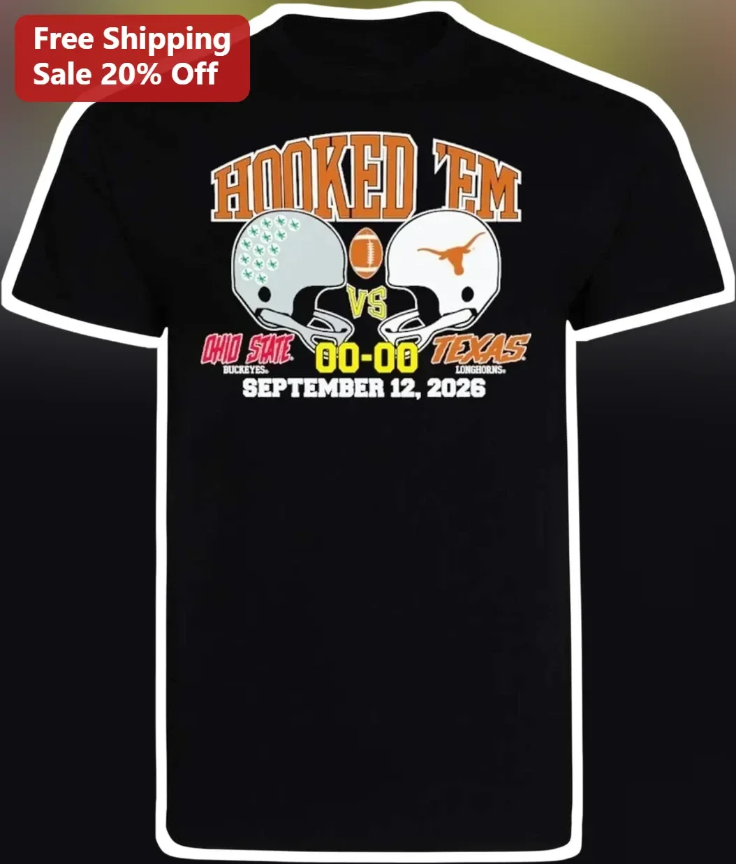 Hooked 'Em Tee Ohio State vs Texas College Football Rivalry Graphic Shirt