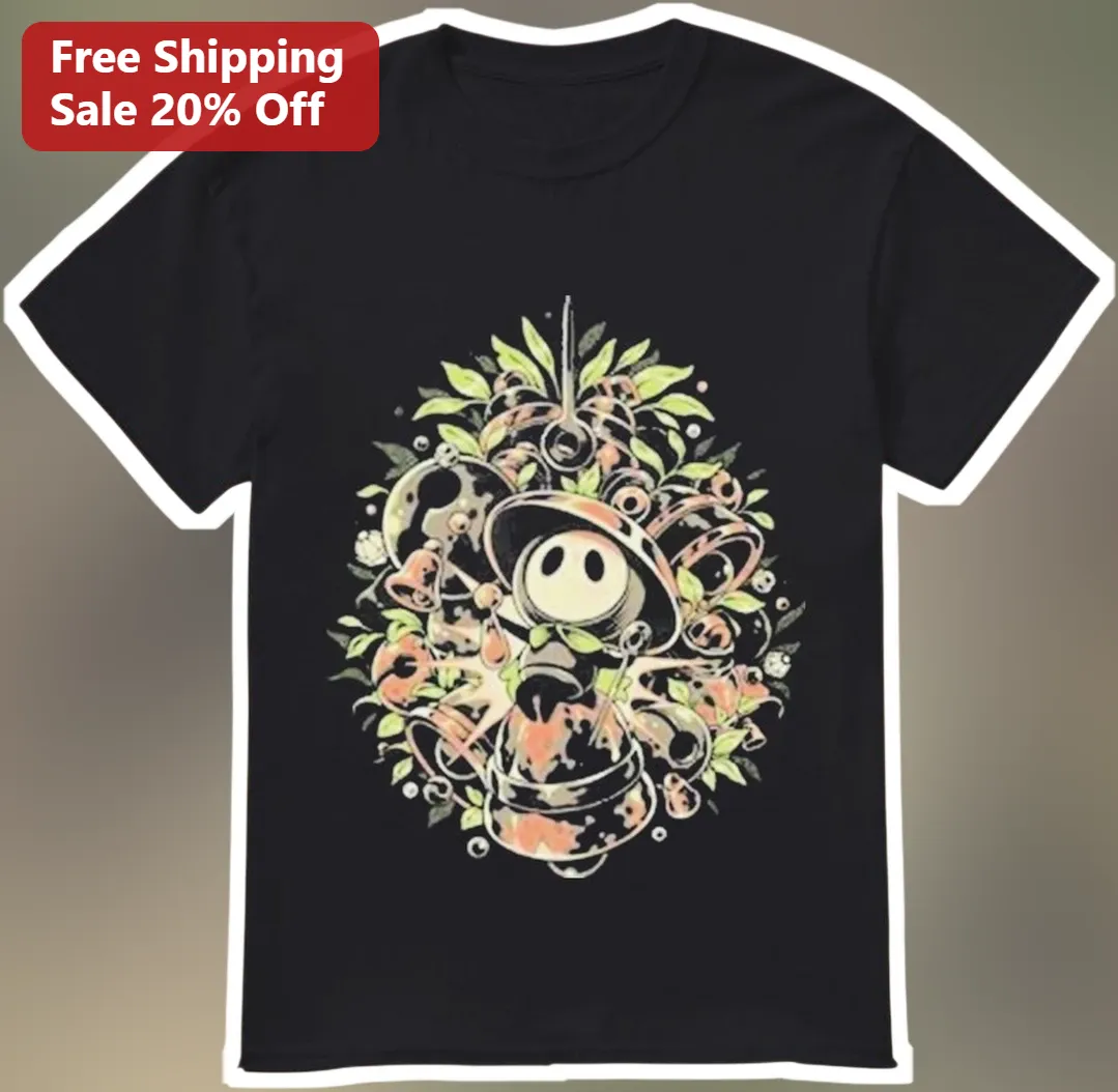 Hornet Hollow Knight Fan Art Graphic Tee Black Cotton Shirt for Gamers