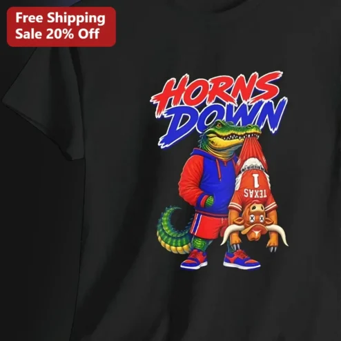 Horns Down Florida Gators vs Texas Longhorns Rivalry Graphic Tee Funny College Football Gift