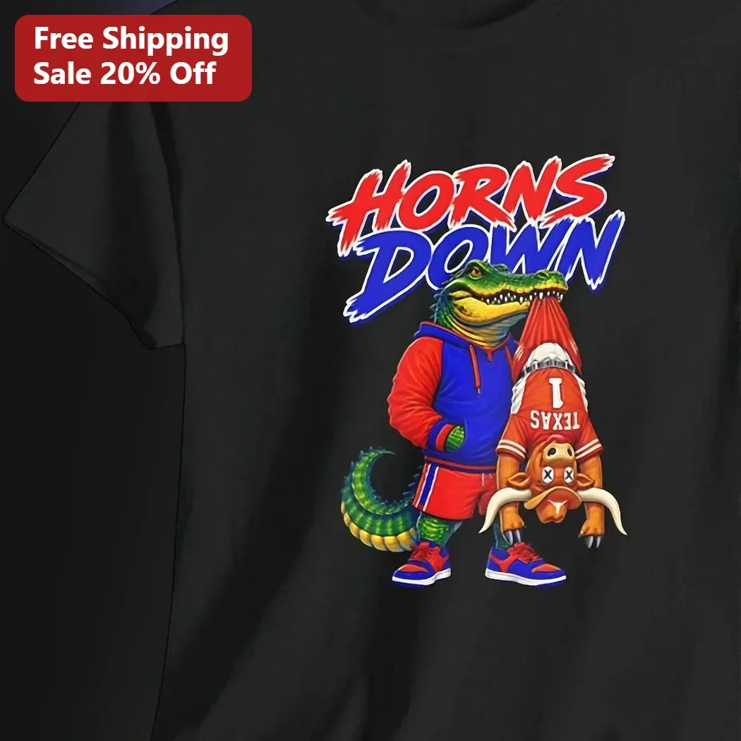 Horns Down Florida Gators vs Texas Longhorns Rivalry Graphic Tee Funny College Football Gift