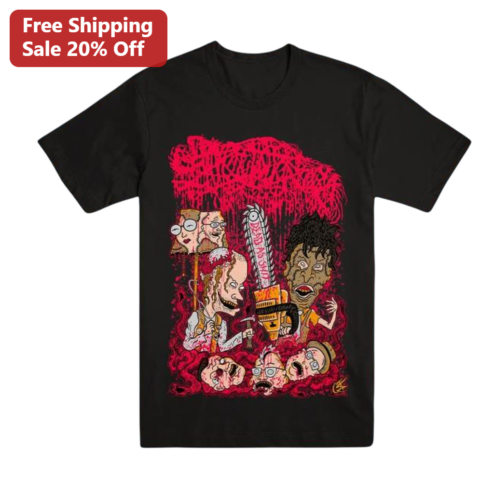 Horror Chainsaw Gore Graphic Tee, Grotesque Grindcore Dark Art Shirt Gift for Horror Fans