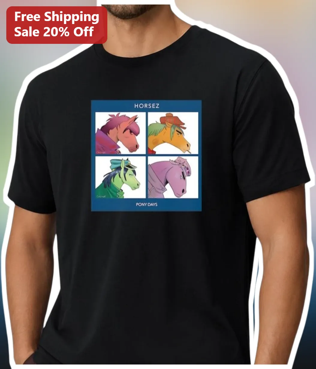 HORSEZ Pony Days Tee Cartoon Horse Head Graphic Shirt for Equestrians