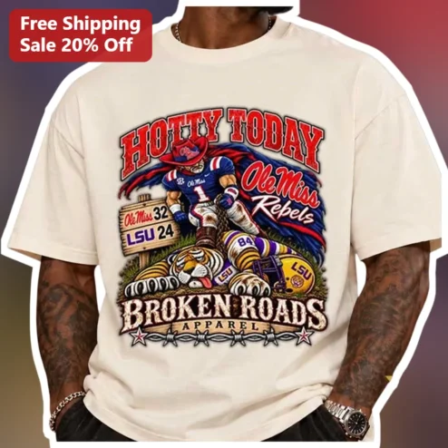 Hotty Toddy Ole Miss Rebels Vintage Football Graphic Tee Broken Roads Apparel