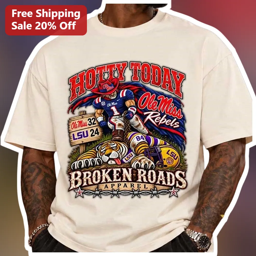 Hotty Toddy Ole Miss Rebels Vintage Football Graphic Tee Broken Roads Apparel