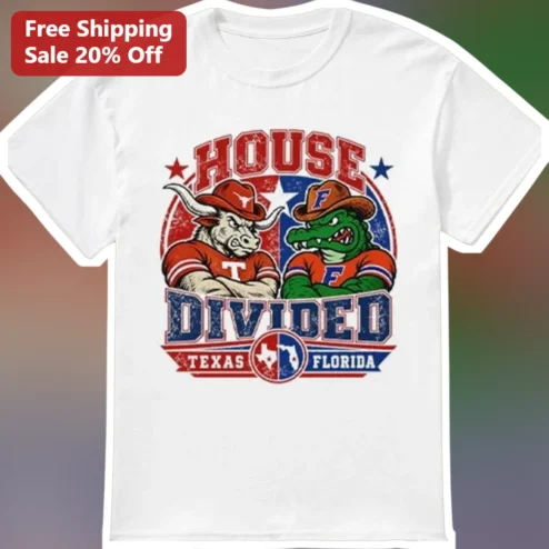House Divided Texas Florida Tee College Rivalry Gift for Families