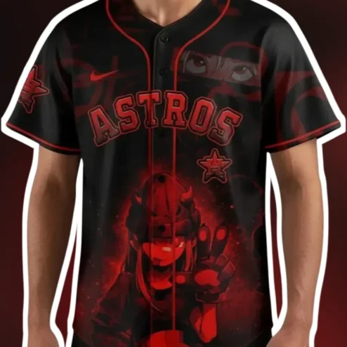 Houston Astros Itachi Uchiha Anime Jersey Black Naruto Akatsuki Crossover Baseball Shirt