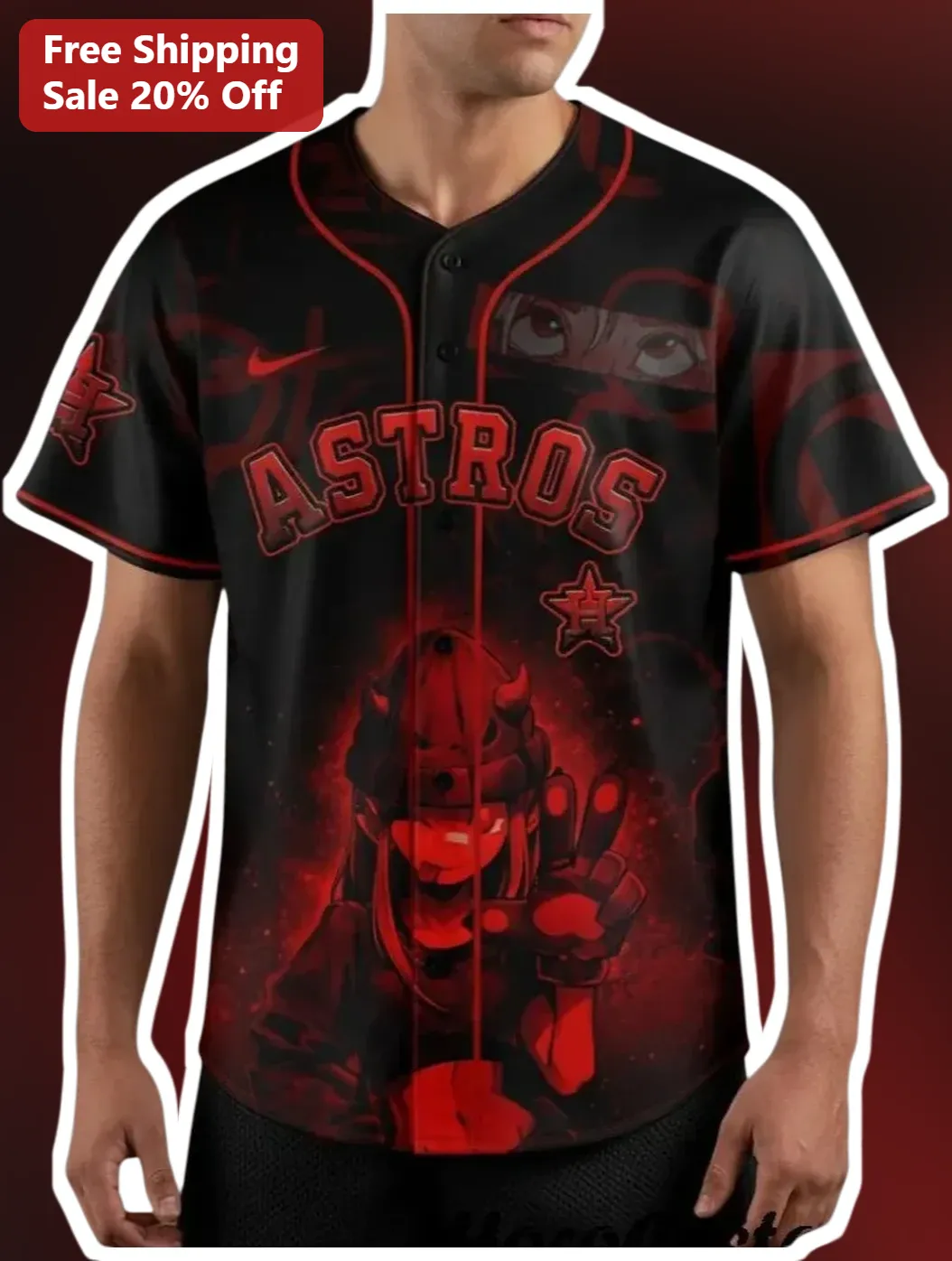 Houston Astros Itachi Uchiha Anime Jersey Black Naruto Akatsuki Crossover Baseball Shirt