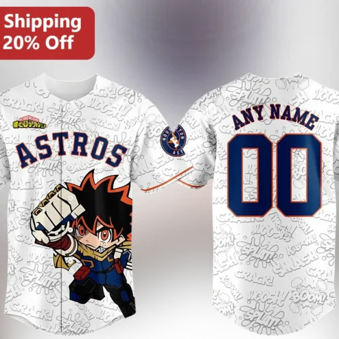 Houston Astros Jersey Deku My Hero Academia Anime Baseball Shirt Personalized Custom Name