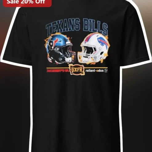 Houston Texans vs Buffalo Bills Tee NFL Matchup Football Fan Gift Black Cotton Shirt