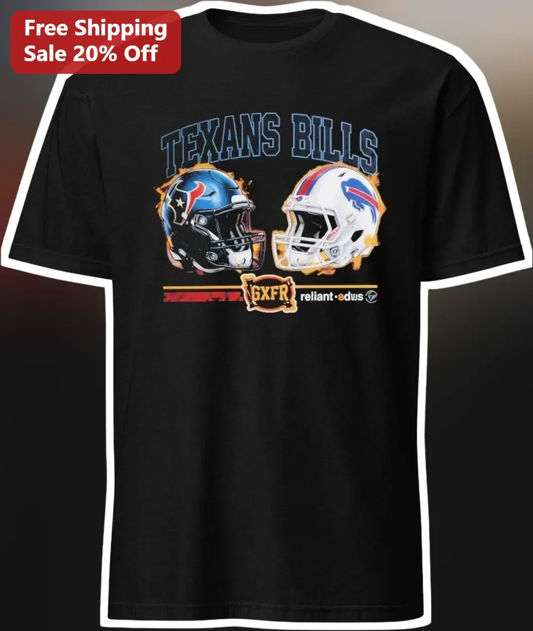 Houston Texans vs Buffalo Bills Tee NFL Matchup Football Fan Gift Black Cotton Shirt