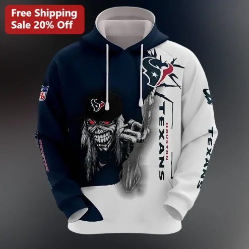 Houston Texans Zombie Horror Graphic Pullover Hoodie NFL Fan Apparel
