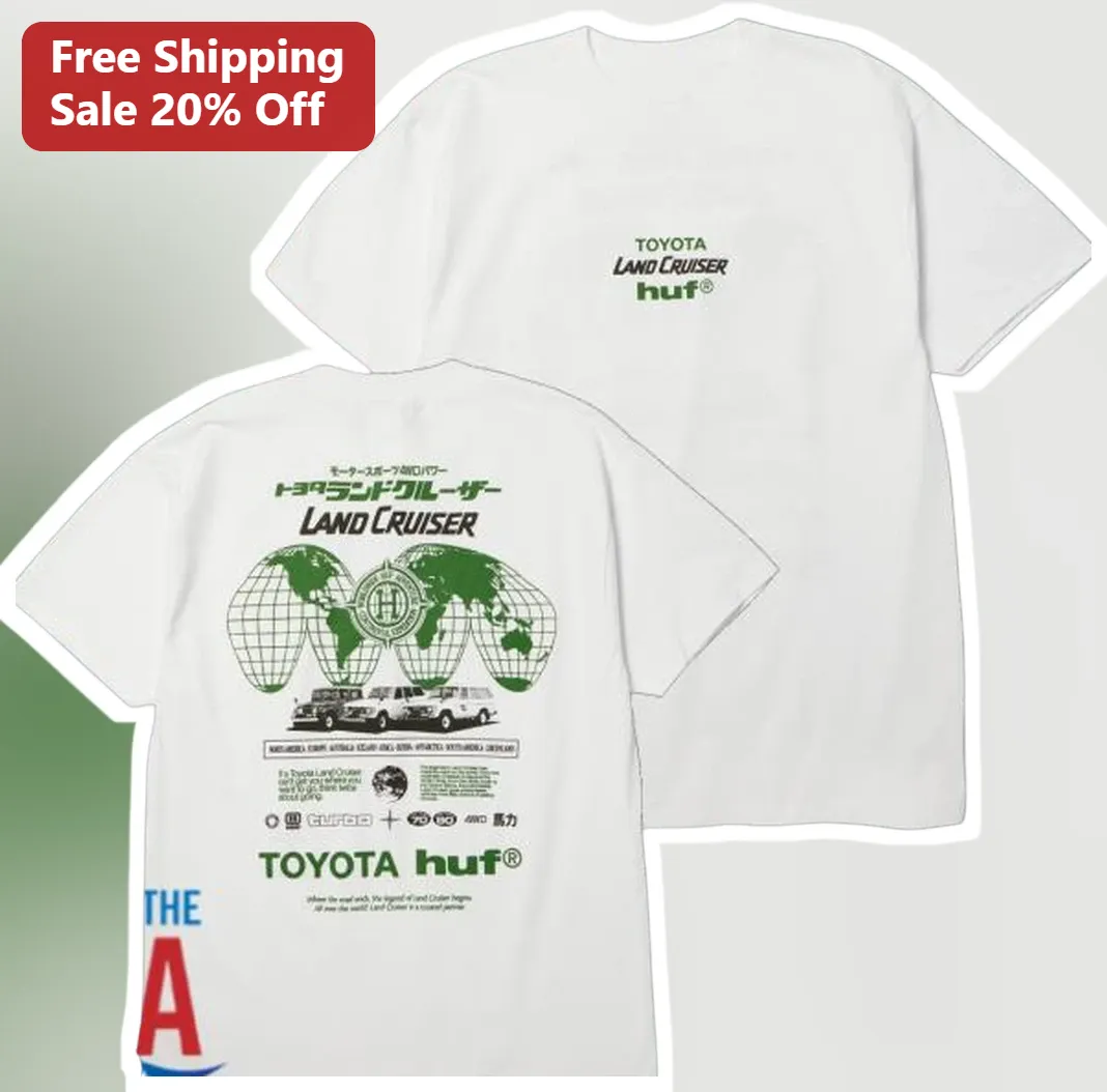 HUF x Toyota Land Cruiser Tee Vintage JDM Off-Road Graphic Shirt for Car Enthusiasts