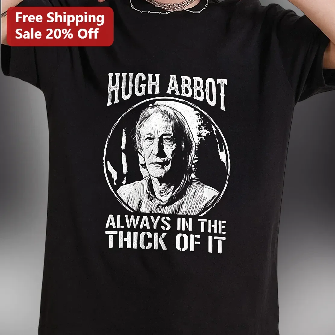 Hugh Abbot Always In The Thick Of It Vintage Distressed Graphic Tee