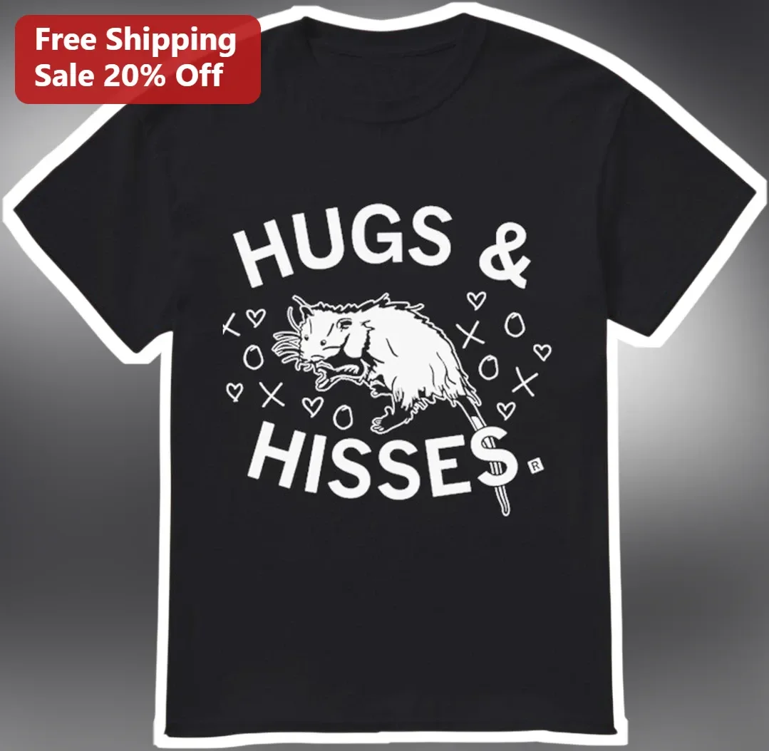 Hugs Hisses Skunk Graphic Tee Cute Animal Humor Shirt for Women Men