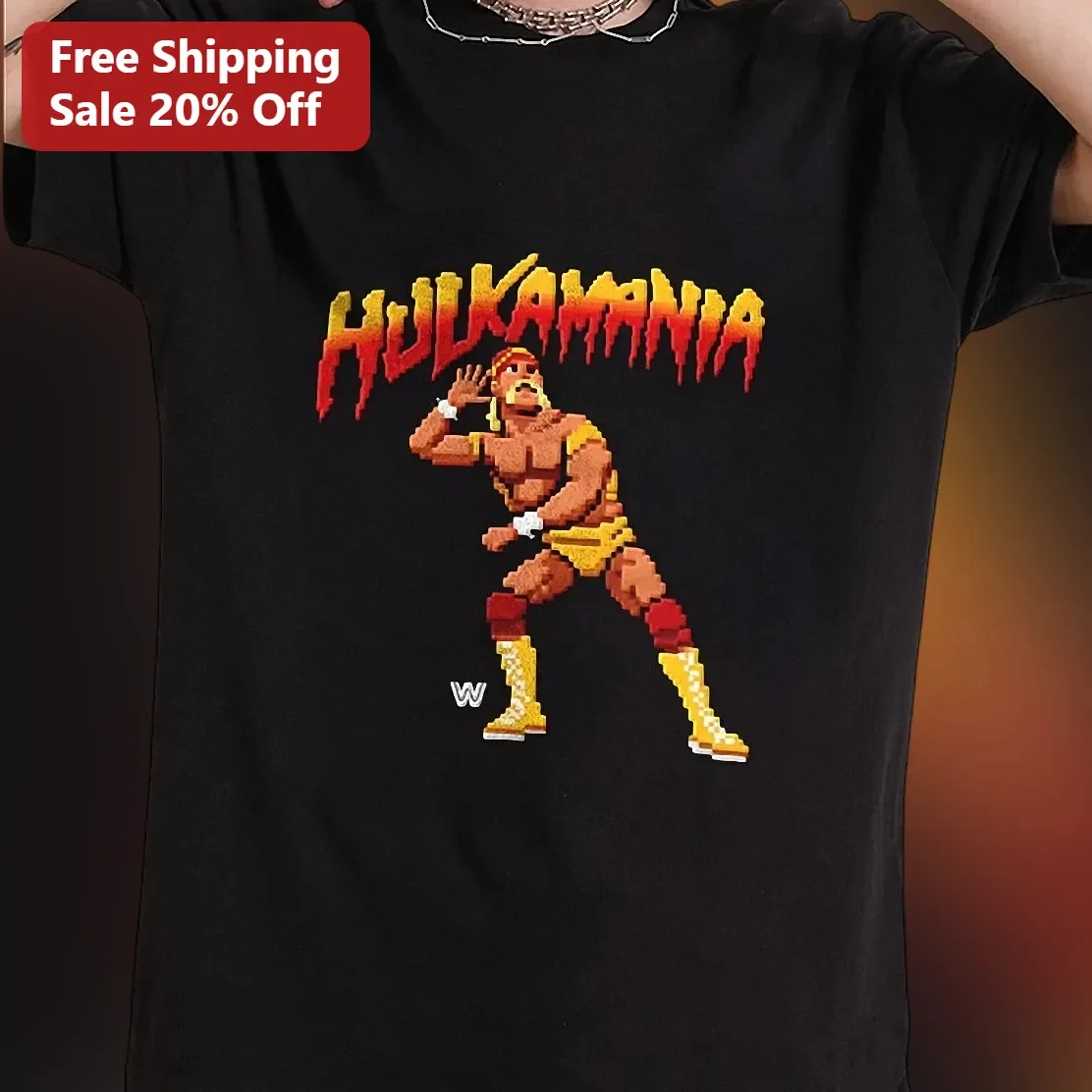 Hulkamania Hulk Hogan Retro 8-Bit Wrestling Graphic Tee for Men Women