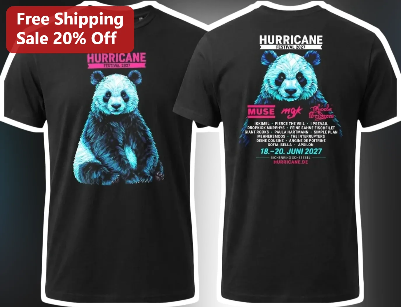 Hurricane Festival 2027 Lineup Tee Muse Mgk Phoebe Bridgers Pierce The Veil Dropkick Murphys Music Merch