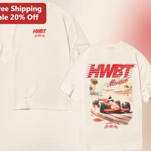 HWBT Monaco Tee Vintage F1 Racing Car Graphic T-Shirt for Men Motorsport Fans