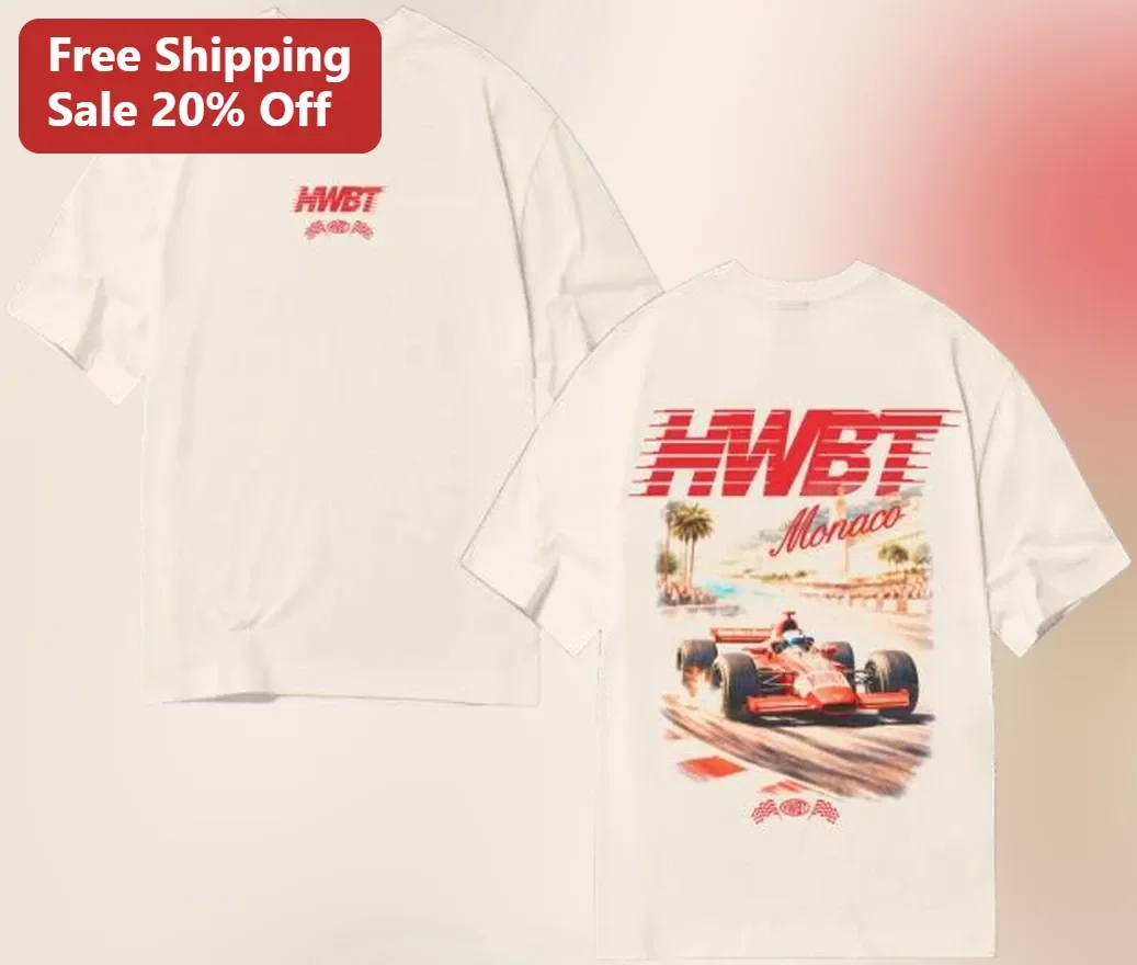 HWBT Monaco Tee Vintage F1 Racing Car Graphic T-Shirt for Men Motorsport Fans
