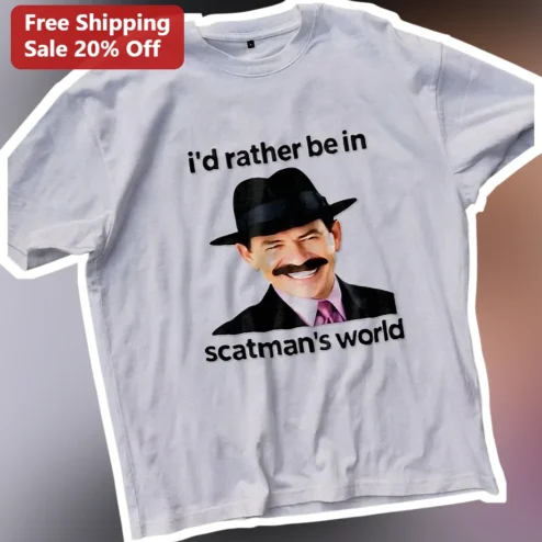 I'd Rather Be In Scatman's World Tee Scatman John Meme Graphic T-Shirt For Music Fans