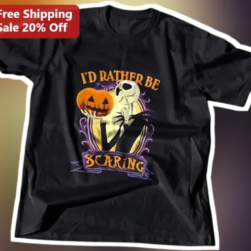 I'D RATHER BE SCARING Jack Skellington Halloween Graphic Tee