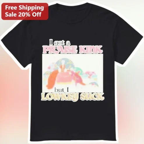 I Got A Praise Kink But I Lowkey Suck Tee Funny Adult Novelty Graphic T-Shirt