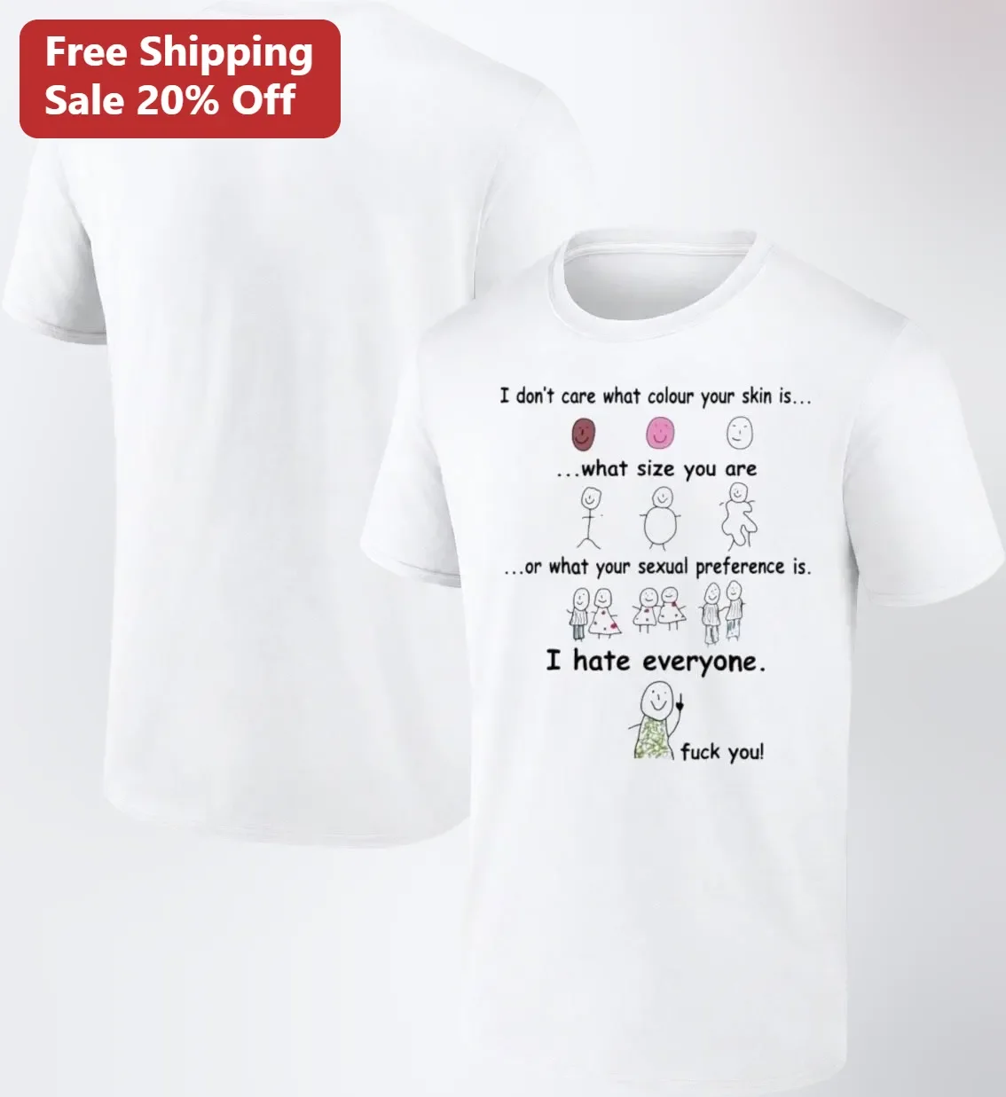 I Hate Everyone Dark Humor Sarcastic Graphic Tee for Introverts