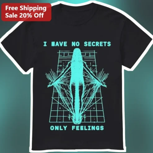 I Have No Secrets Only Feelings Tee Emotional Honesty Graphic Shirt Retro Line Art