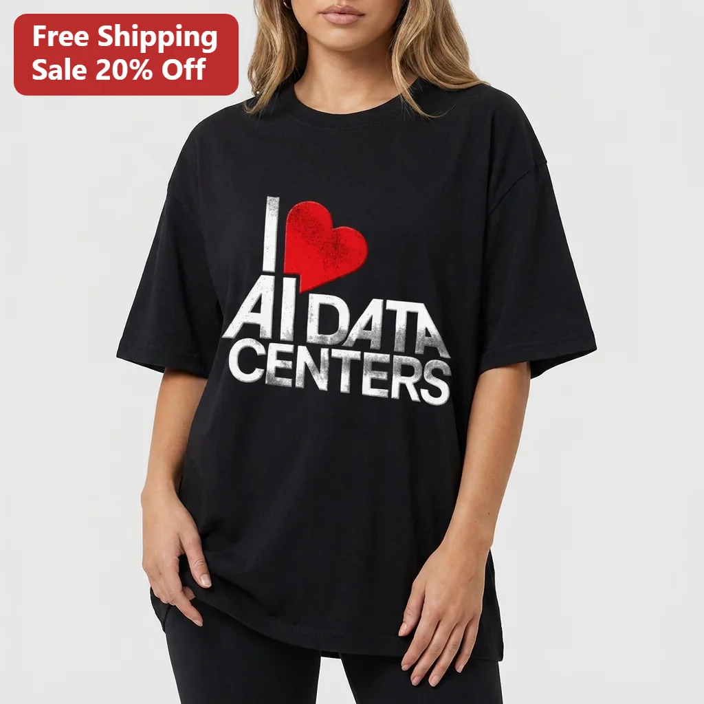 I Heart AI Data Centers Tee, Funny Server Room Humor Gift for Tech Geeks, IT Professionals, AI Researchers