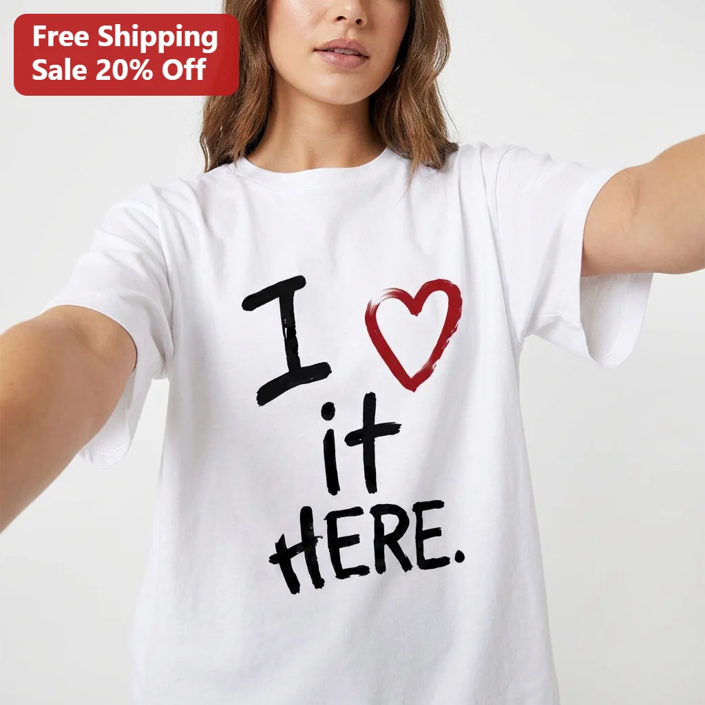 I Heart It Here Tee Casual Brush Stroke Red Heart Graphic T-Shirt for Men and Women