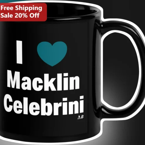 I Heart Macklin Celebrini Mug San Jose Sharks Hockey Fan Gift Black Ceramic Coffee Cup