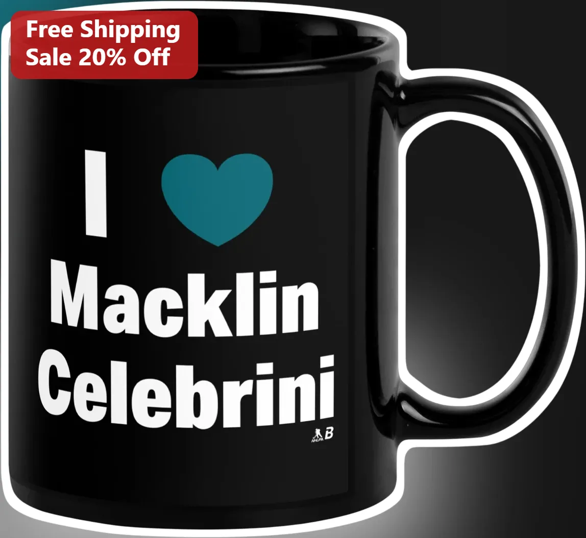 I Heart Macklin Celebrini Mug San Jose Sharks Hockey Fan Gift Black Ceramic Coffee Cup