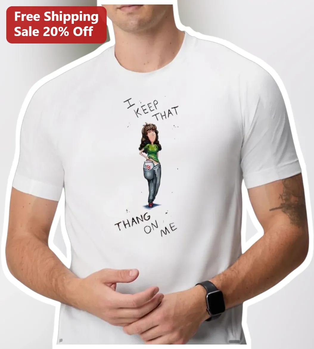 I Keep That Thang On Me Meme Tee Funny Sassy Watercolor Graphic Shirt for Women