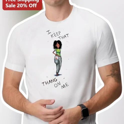 I Keep That Thang On Me Retro Watercolor Graphic Tee Women Funny Meme Shirt
