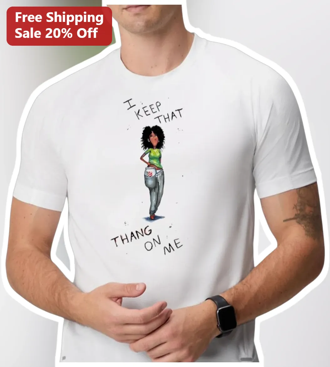 I Keep That Thang On Me Retro Watercolor Graphic Tee Women Funny Meme Shirt